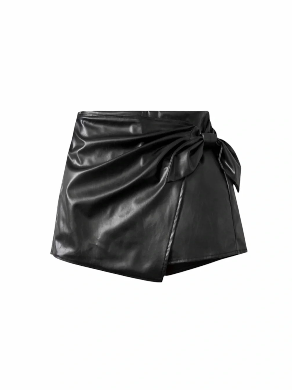 Jason Wu Faux Leather Wrap Mini Skirt M Black